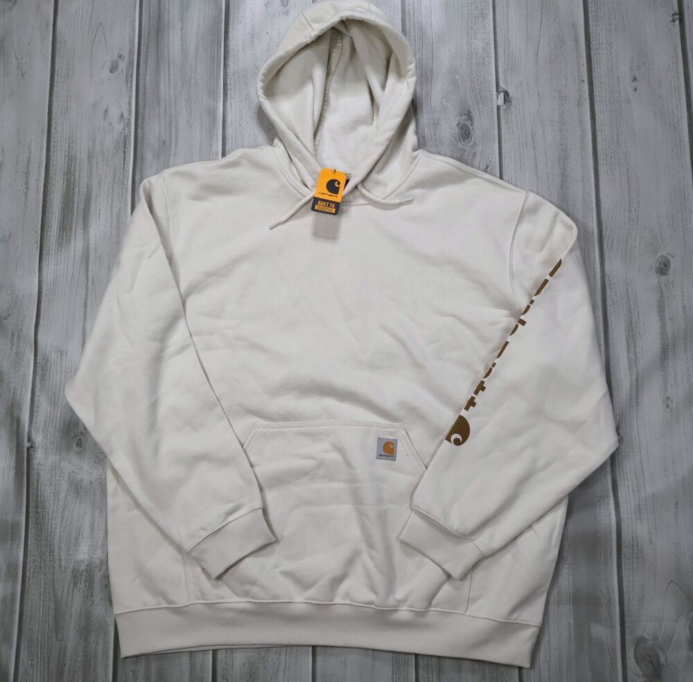 NEW Carhartt Men’s Loose Fit Midweight Fleece Logo Sleeve Pullover Hoodie 2XL